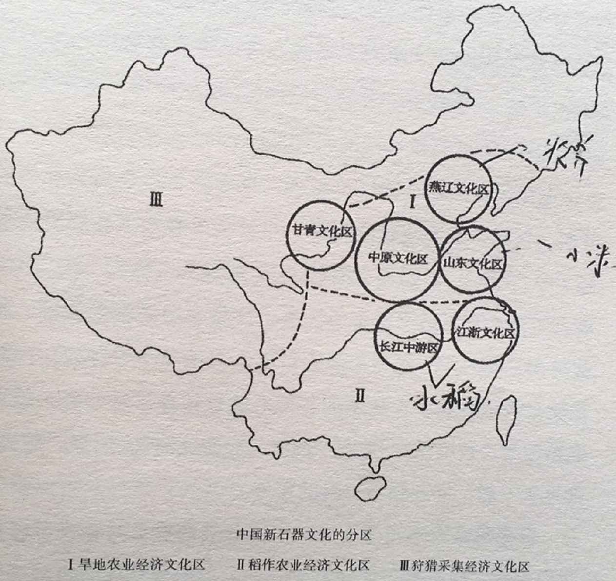 新石器时代文化分区示意图